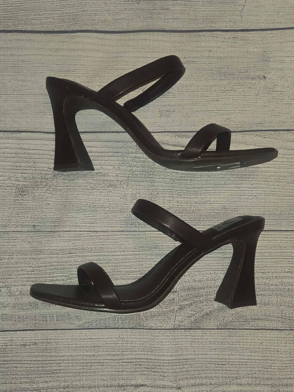DV Dolce Vita Yorke Square-Toe High-Heel Dress Sandals Chocolate Brown Size 9.5